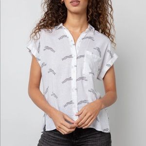 Button down short sleeve shirt with detailing